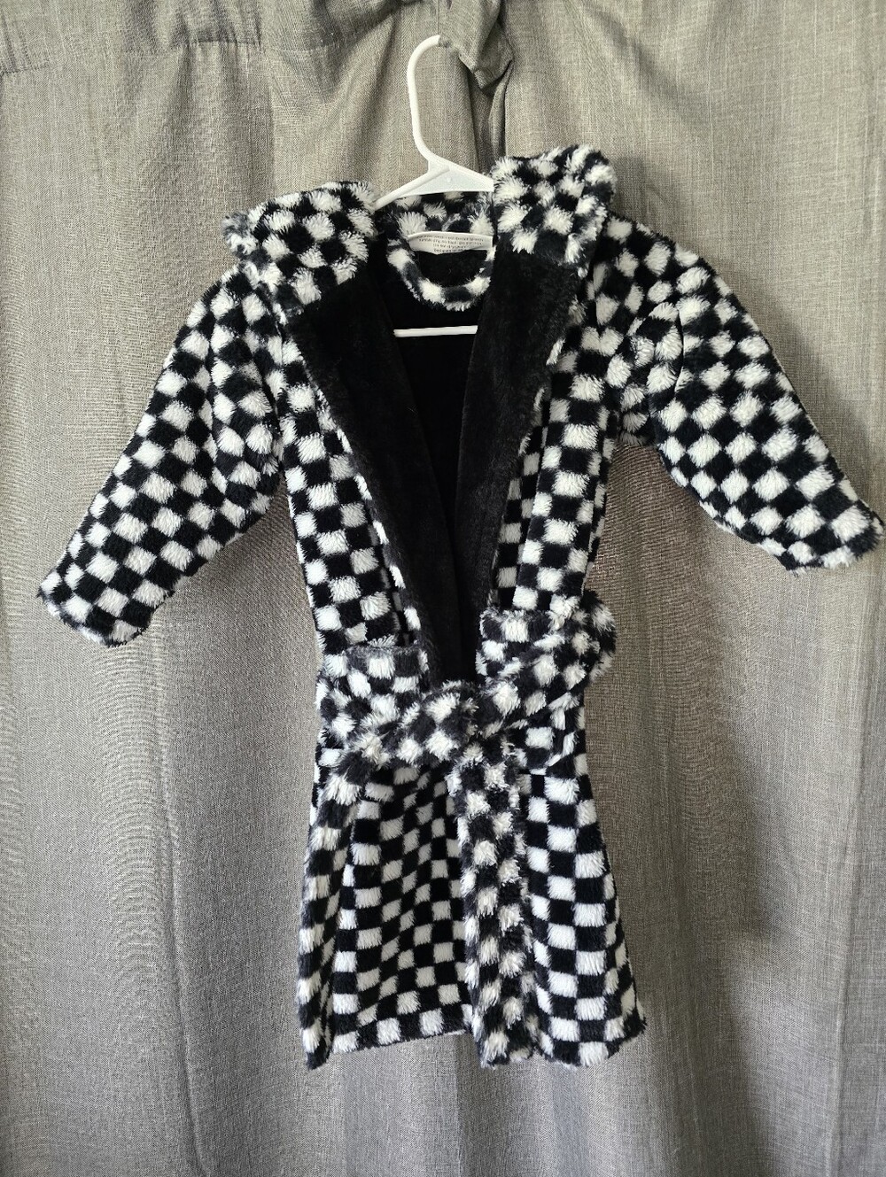 Minky Couture Robe Kids 4-8 Pink White Thick Ultra Plush Checkered Blanket Warm